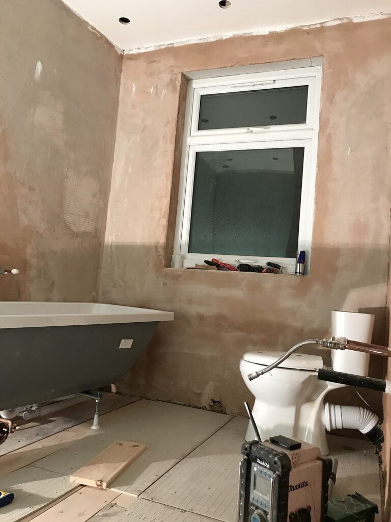 Bathroom refurb — plastered bathroom